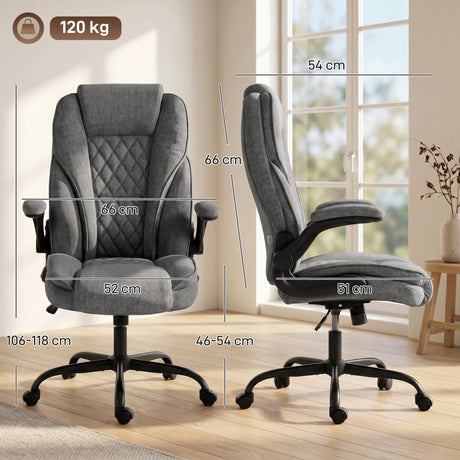 Linen Fabric Home And Office Chair 66cm Wide - Velmora