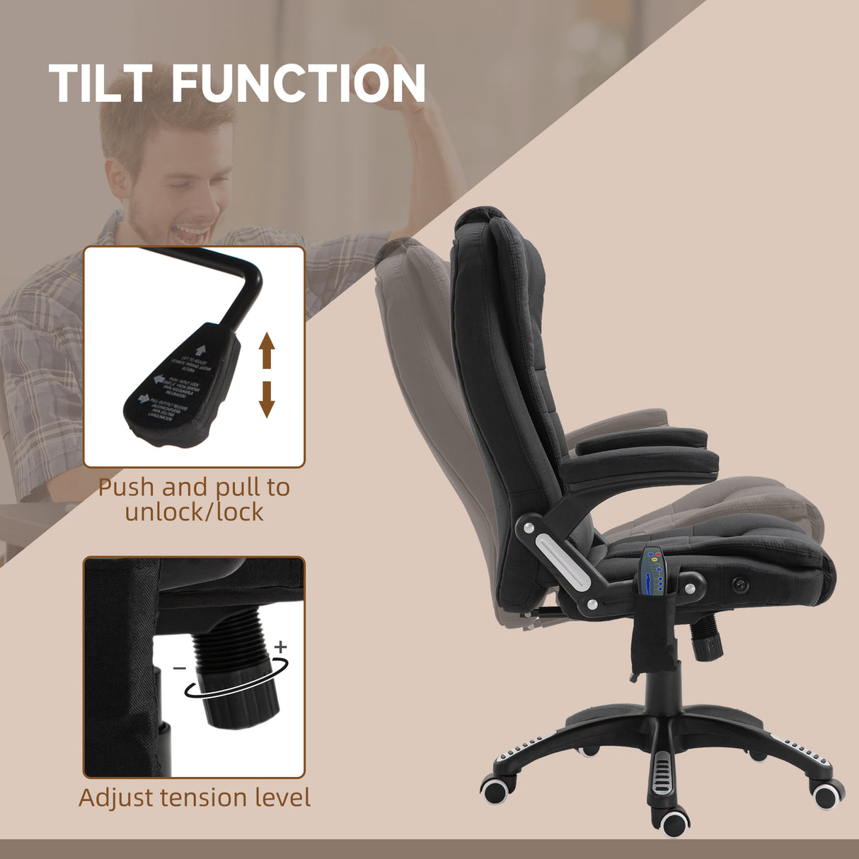 Linen Fabric Home And Office Chair 67cm Wide With Armrest - Velmora
