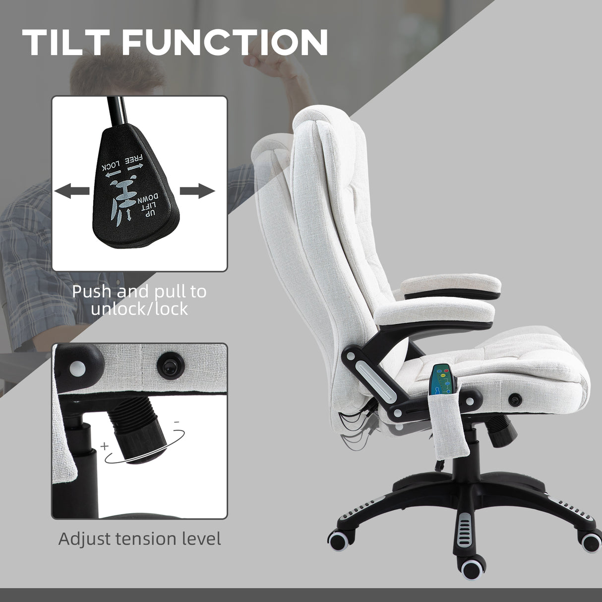 Linen Fabric Home And Office Chair 67cm Wide With Armrest - Velmora