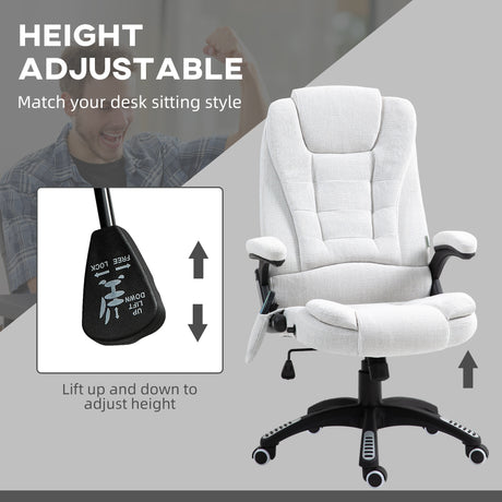 Linen Fabric Home And Office Chair 67cm Wide With Armrest - Velmora