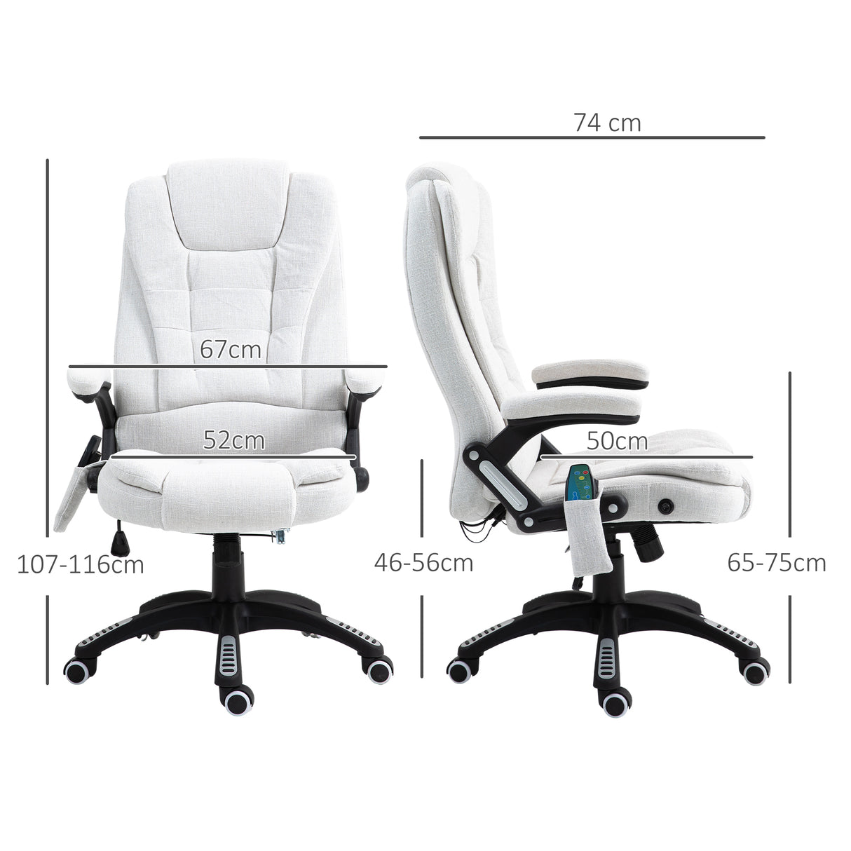 Linen Fabric Home And Office Chair 67cm Wide With Armrest - Velmora