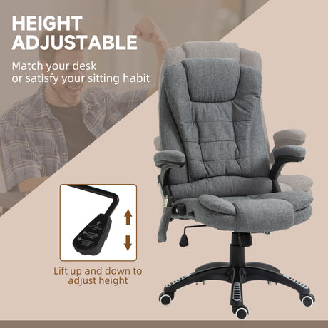 Linen Fabric Home And Office Chair 67cm Wide With Armrest - Velmora
