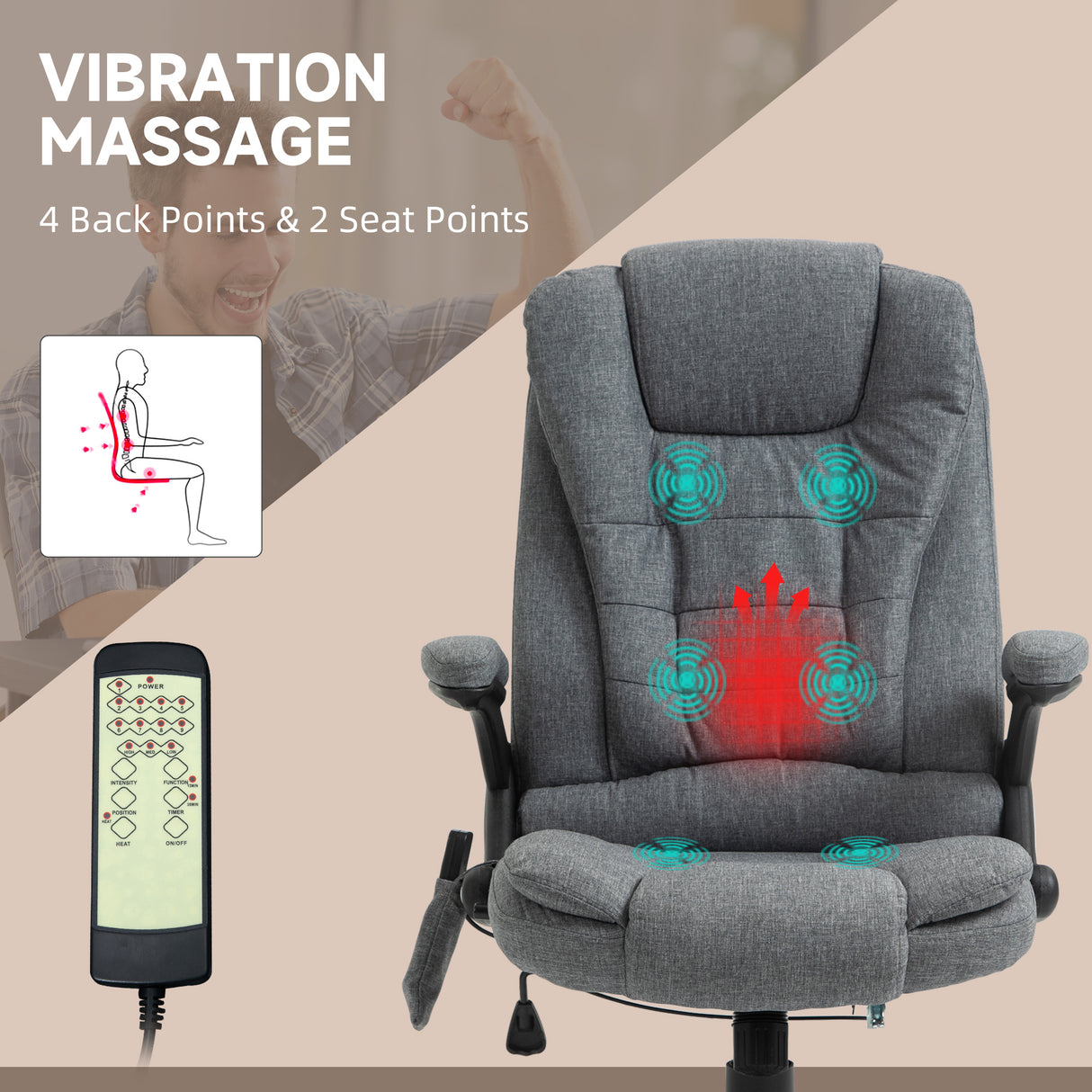 Linen Fabric Home And Office Chair 67cm Wide With Armrest - Velmora