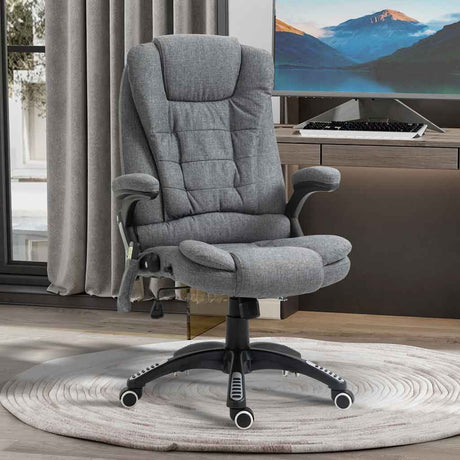 Linen Fabric Home And Office Chair 67cm Wide With Armrest - Velmora