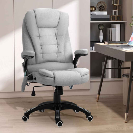 Linen Fabric Home And Office Chair 67cm Wide With Armrest - Velmora