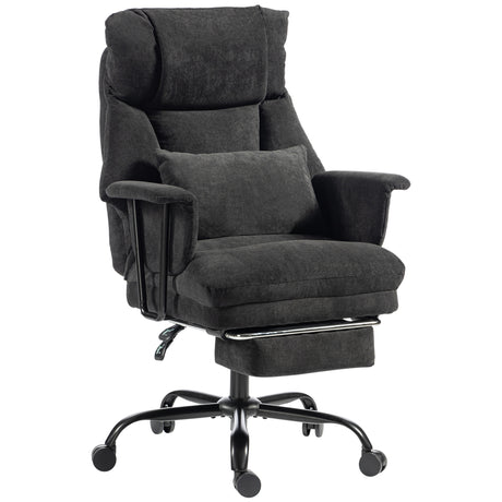 Linen Fabric Home And Office Chair 74cm Wide With Footrest - Velmora