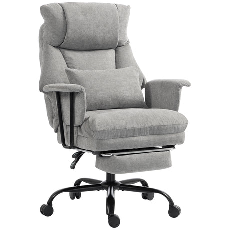 Linen Fabric Home And Office Chair 74cm Wide With Footrest - Velmora