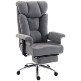 Linen Fabric Home And Office Chair 75cm Wide With Footrest - Velmora