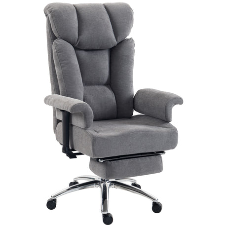 Linen Fabric Home And Office Chair 75cm Wide With Footrest - Velmora