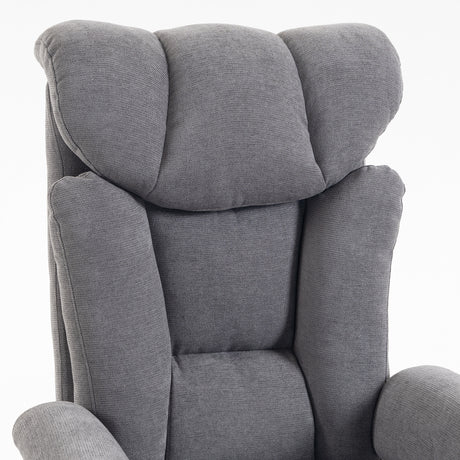 Linen Fabric Home And Office Chair 75cm Wide With Footrest - Velmora