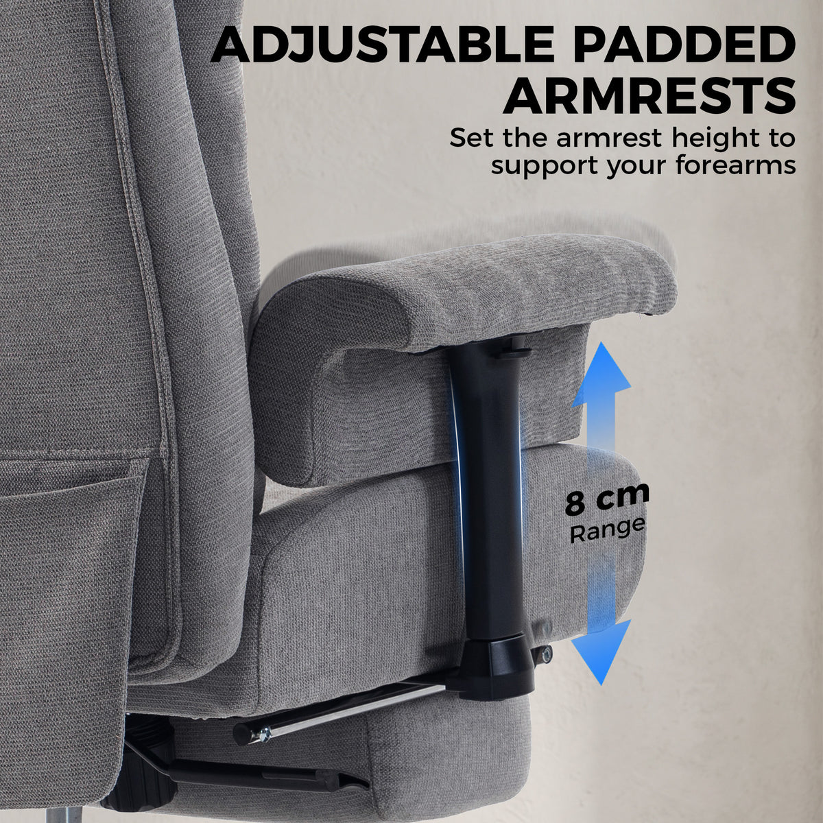 Linen Fabric Home And Office Chair 75cm Wide With Footrest - Velmora