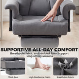 Linen Fabric Home And Office Chair 75cm Wide With Footrest - Velmora
