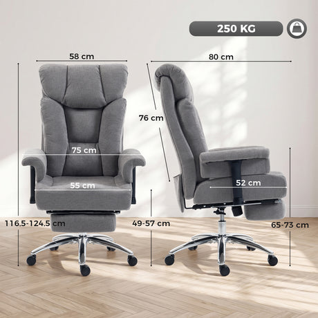 Linen Fabric Home And Office Chair 75cm Wide With Footrest - Velmora