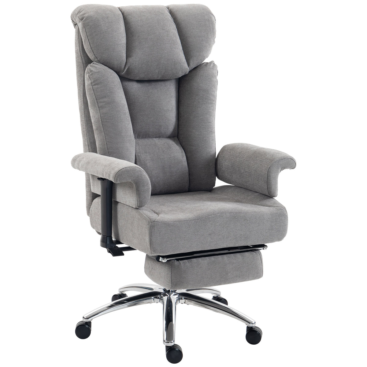 Linen Fabric Home And Office Chair 75cm Wide With Footrest - Velmora