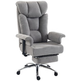 Linen Fabric Home And Office Chair 75cm Wide With Footrest - Velmora