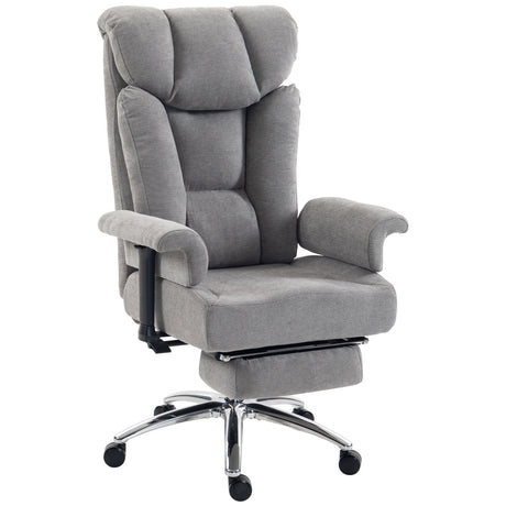 Linen Fabric Home And Office Chair 75cm Wide With Footrest - Velmora