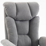 Linen Fabric Home And Office Chair 75cm Wide With Footrest - Velmora