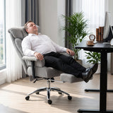 Linen Fabric Home And Office Chair 75cm Wide With Footrest - Velmora