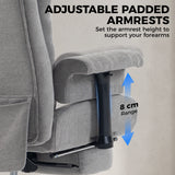 Linen Fabric Home And Office Chair 75cm Wide With Footrest - Velmora
