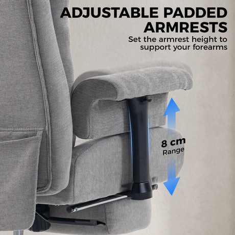 Linen Fabric Home And Office Chair 75cm Wide With Footrest - Velmora