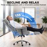 Linen Fabric Home And Office Chair 75cm Wide With Footrest - Velmora