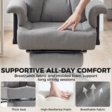 Linen Fabric Home And Office Chair 75cm Wide With Footrest - Velmora