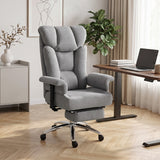 Linen Fabric Home And Office Chair 75cm Wide With Footrest - Velmora