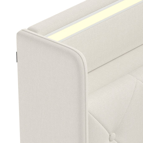 Linen Fabric King Size Bed 157cm Wide With LED Lights - Velmora