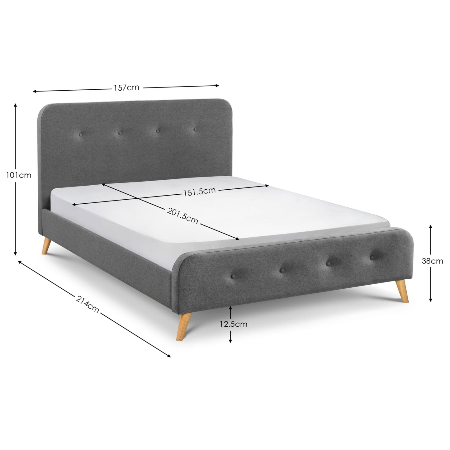 Linen Fabric King Size Bed - Astrid