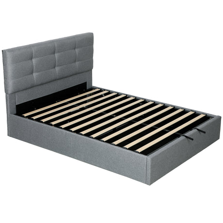 Linen Fabric King Size Ottoman Storage Bed 141cm Wide - Velmora