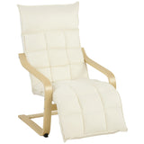Linen Fabric Lounge Chair 66cm Wide With Footrest - Velmora