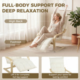 Linen Fabric Lounge Chair 66cm Wide With Footrest - Velmora