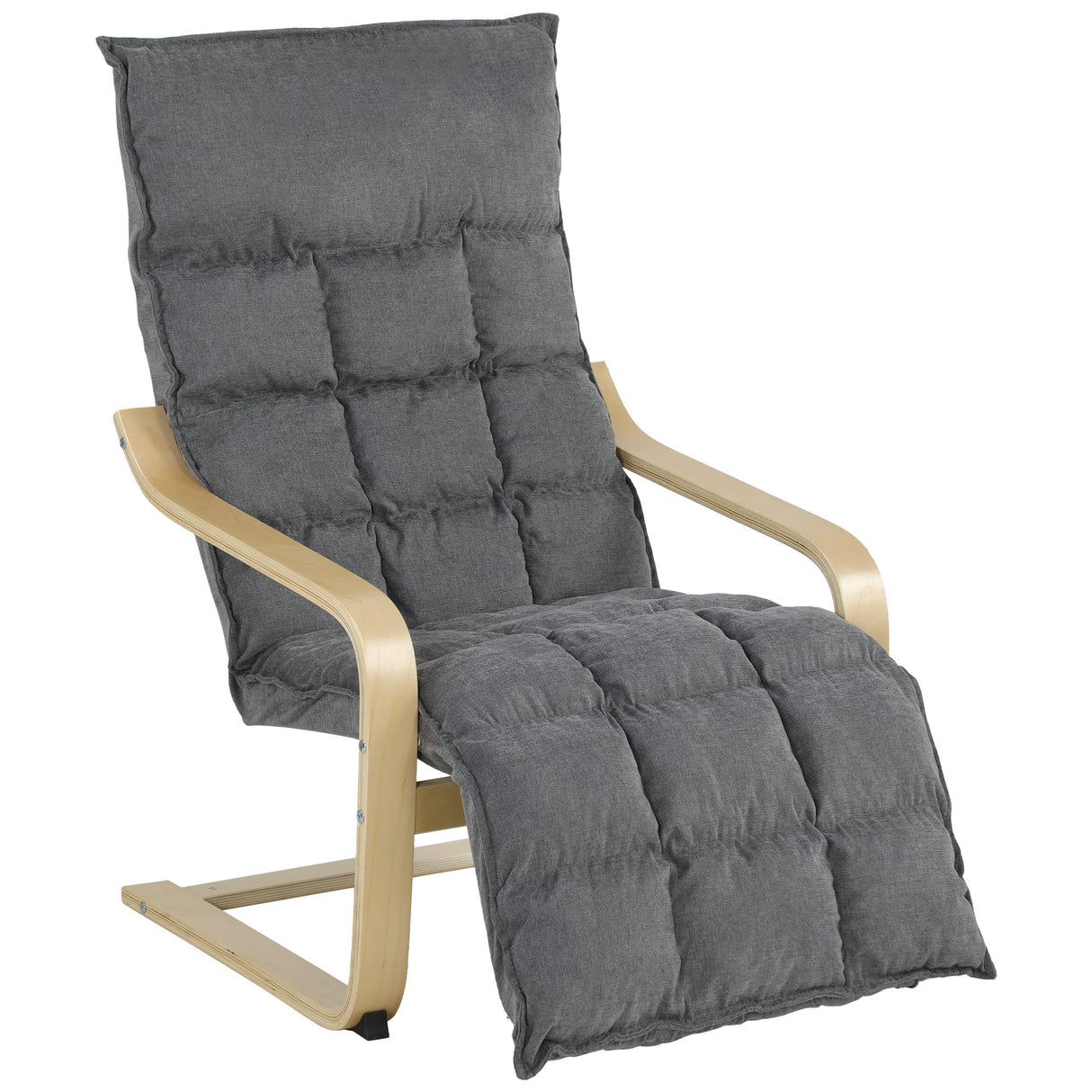 Linen Fabric Lounge Chair 66cm Wide With Footrest - Velmora