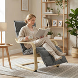 Linen Fabric Lounge Chair 66cm Wide With Footrest - Velmora