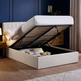 Linen Fabric Ottoman Storage Double Bed - Aylen
