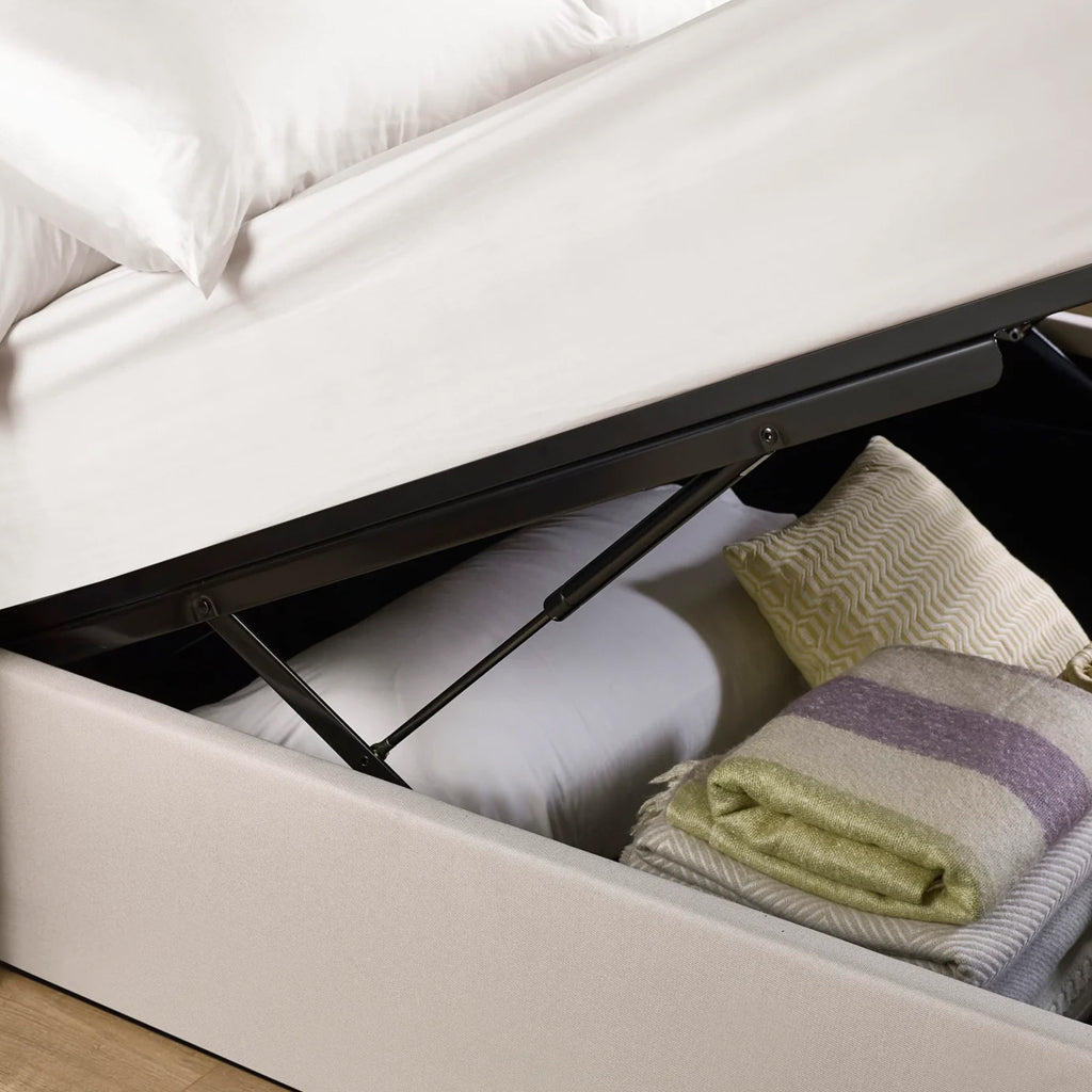 Linen Fabric Ottoman Storage Double Bed - Aylen