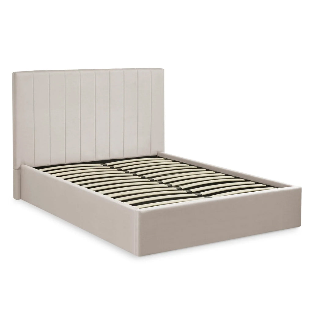 Linen Fabric Ottoman Storage Double Bed - Aylen