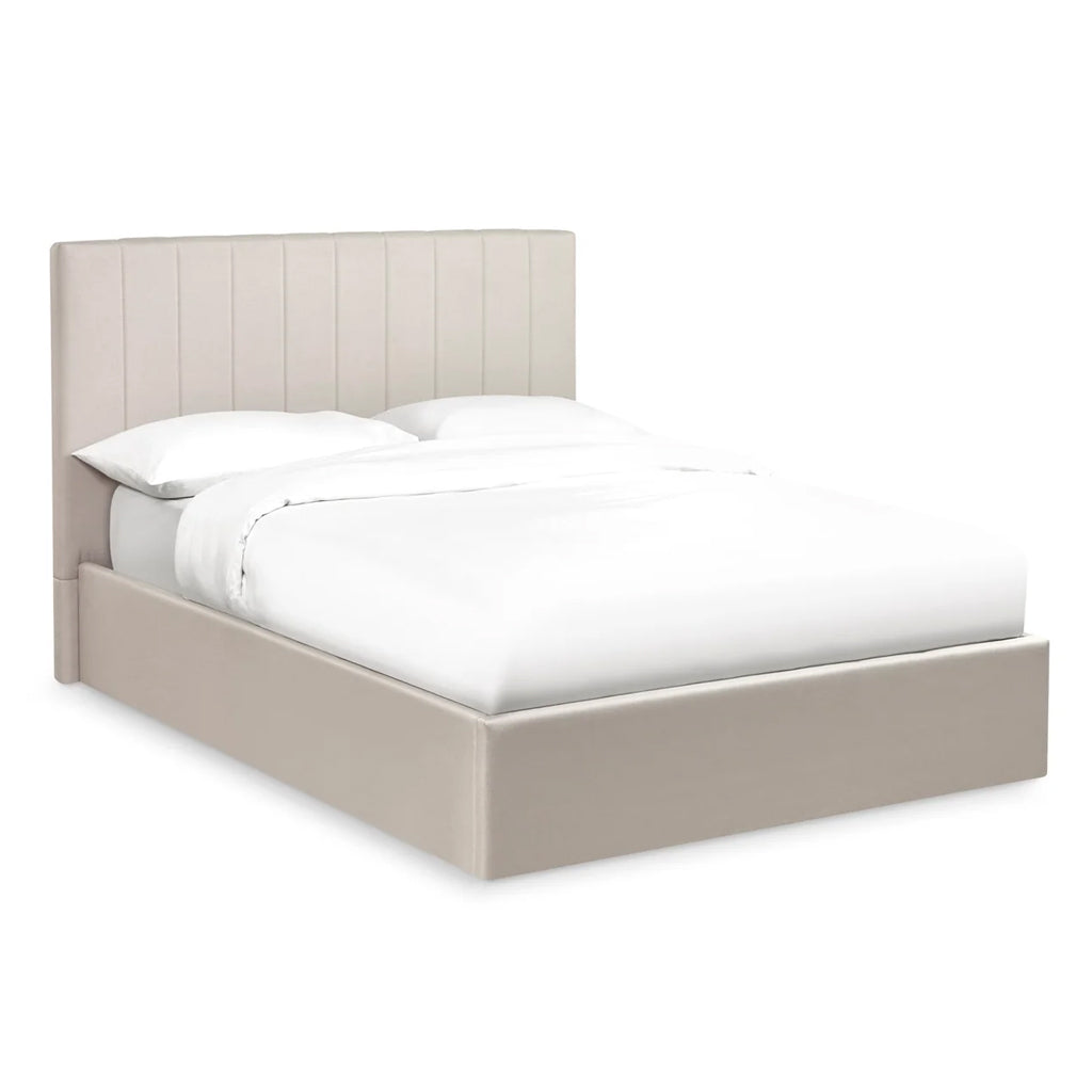 Linen Fabric Ottoman Storage Double Bed - Aylen