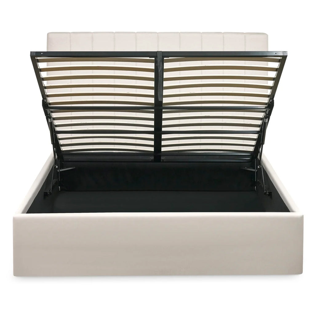 Linen Fabric Ottoman Storage Double Bed - Aylen