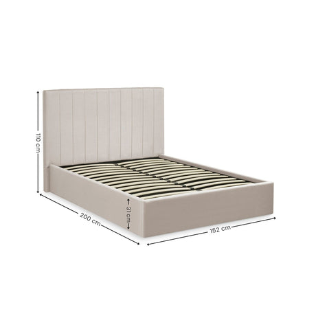 Linen Fabric Ottoman Storage Double Bed - Aylen