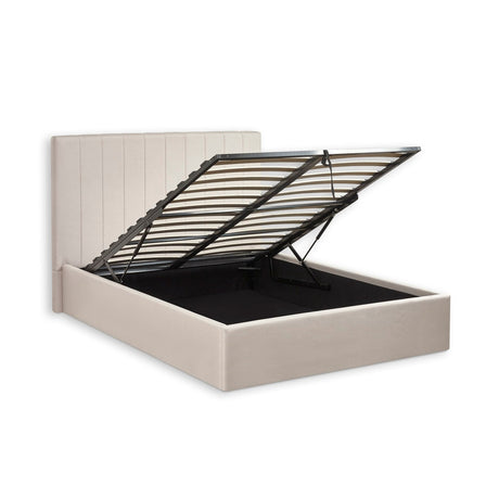 Linen Fabric Ottoman Storage Double Bed - Aylen