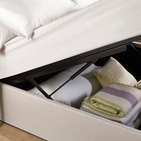Linen Fabric Ottoman Storage King Size Bed - Aylen