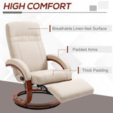 Linen Fabric Recliner Chair 100cm Wide With Footstool - Velmora