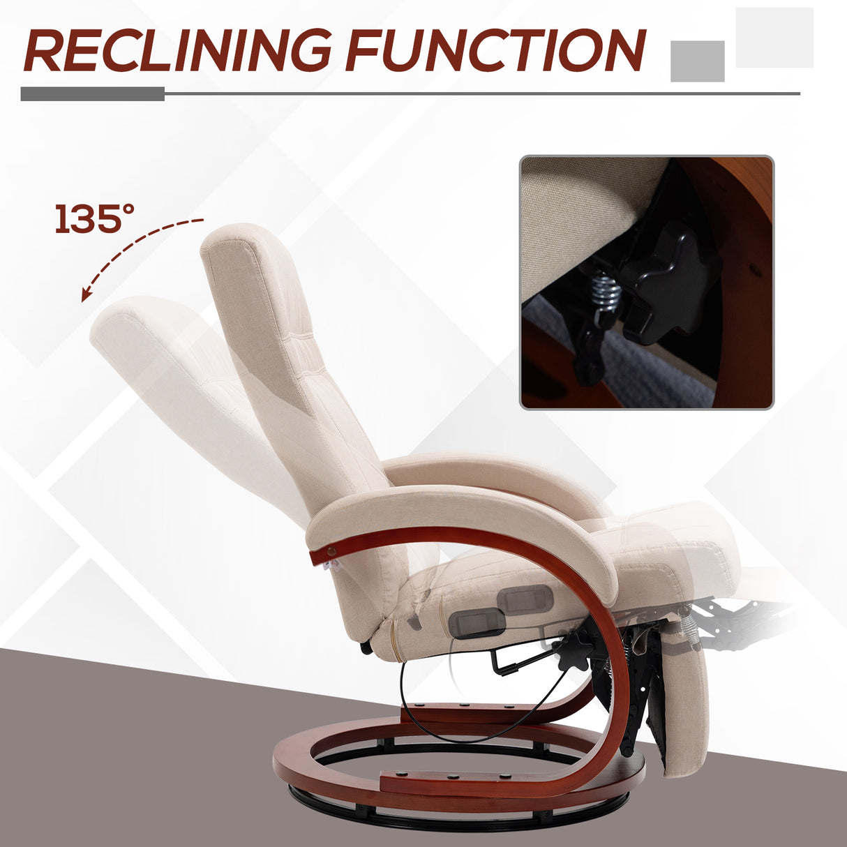 Linen Fabric Recliner Chair 100cm Wide With Footstool - Velmora