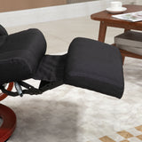 Linen Fabric Recliner Chair 100cm Wide With Footstool - Velmora