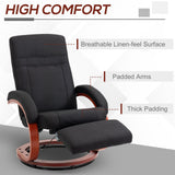 Linen Fabric Recliner Chair 100cm Wide With Footstool - Velmora