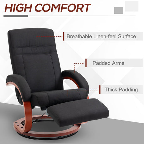 Linen Fabric Recliner Chair 100cm Wide With Footstool - Velmora
