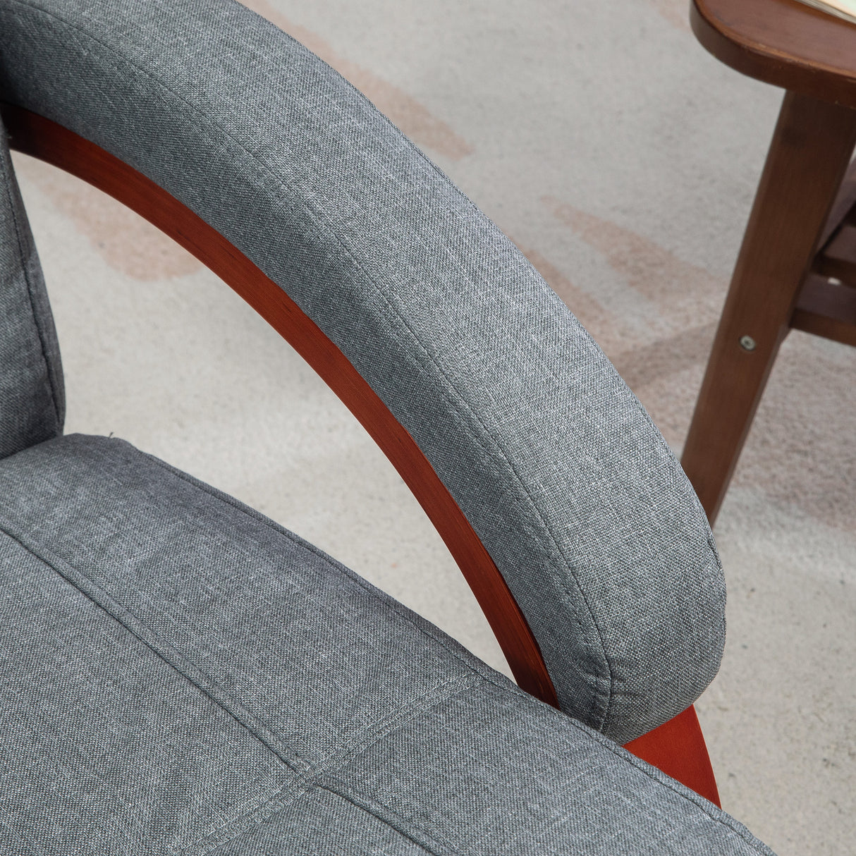 Linen Fabric Recliner Chair 100cm Wide With Footstool - Velmora