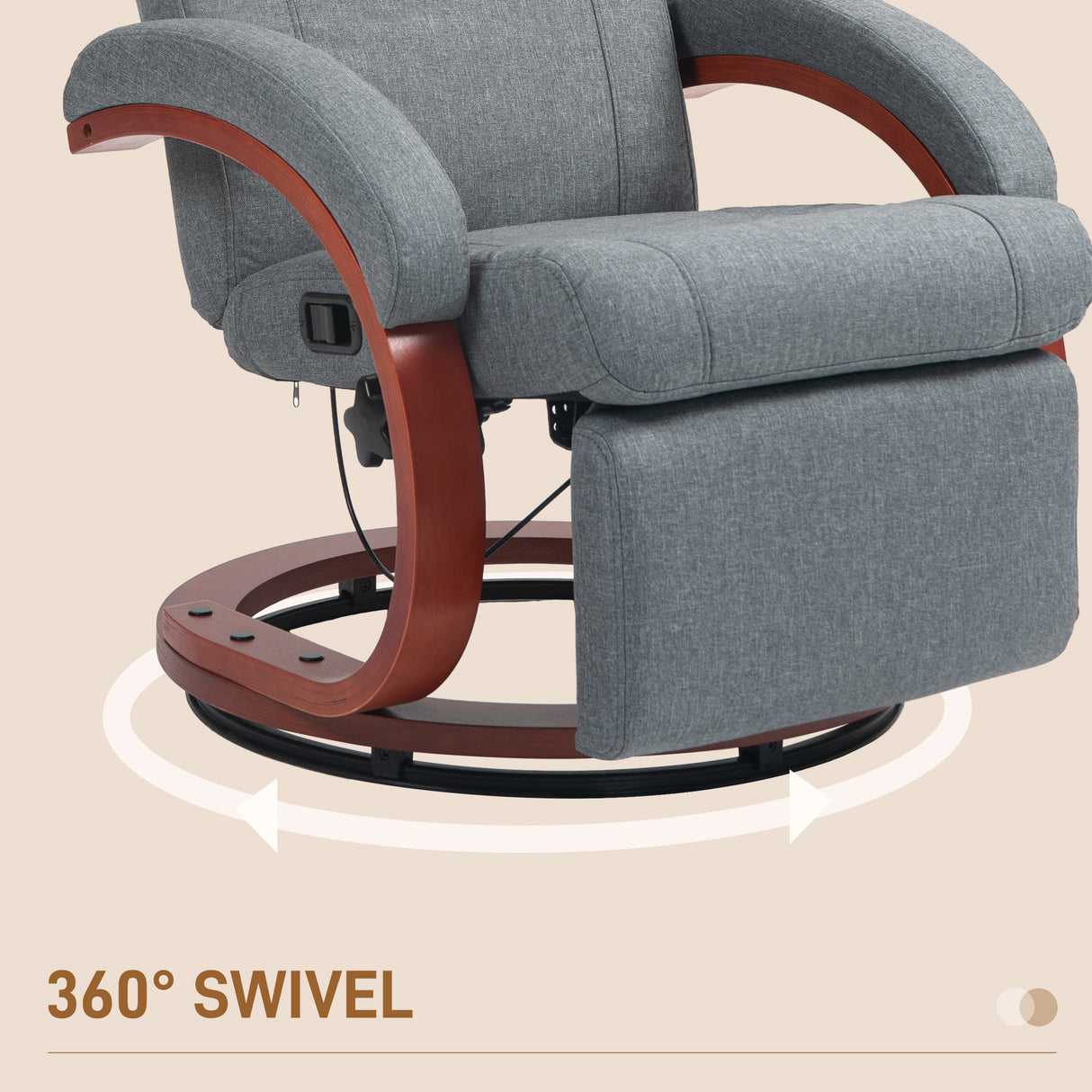 Linen Fabric Recliner Chair 100cm Wide With Footstool - Velmora