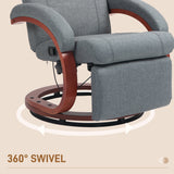 Linen Fabric Recliner Chair 100cm Wide With Footstool - Velmora
